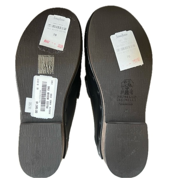 Brunello Cucinelli Embellished Leather Shearling Clogs  37 - Picture 4 of 16